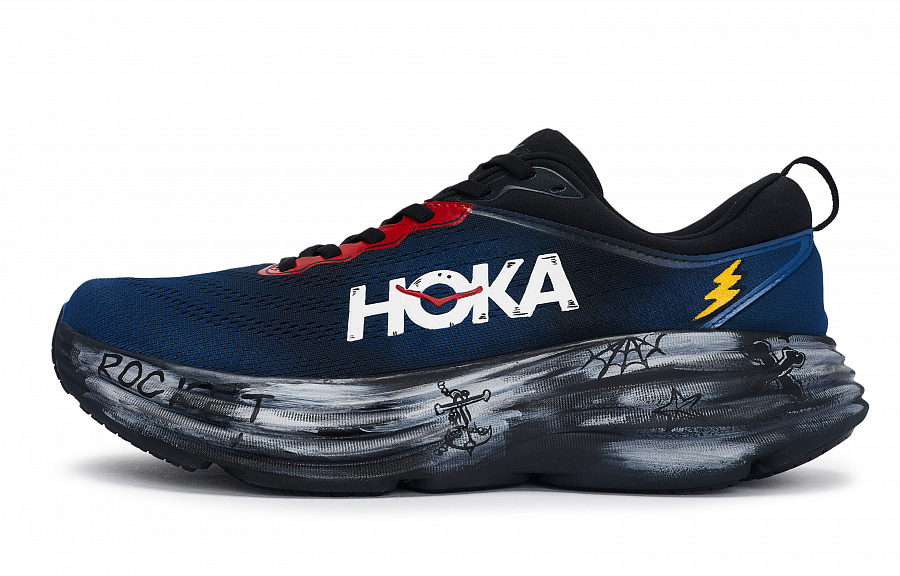 HOKA ONE ONE Bondi 8 Abrasion Resistant Low Top Running Shoes Men's Black Blue Red купить в интернет-магазине Yoocart с быстрой доставкой по России.