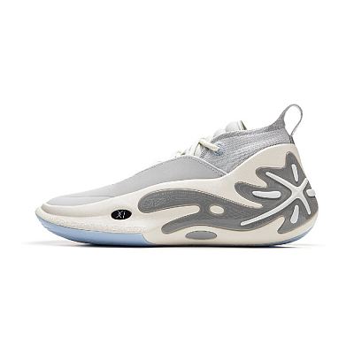 LiNing Wow11 Cushioning Wear-Resistant Lightweight Rebound Mid-Top Basketball Shoes Men's Gray White