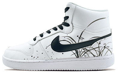 Nike EBERNON Mid High-Top Skateboard Shoes Women's Black White