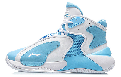 LiNing Cushioning Abrasion Resistant Coverage Support High Top Vintage Basketball Shoes Blue White