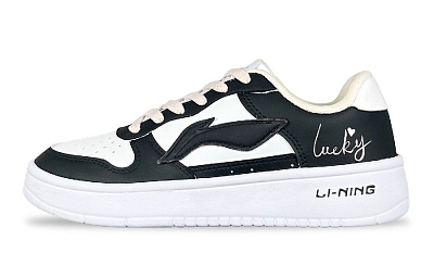 LiNing Pontoon Boats Wear-Resistant Breathable Height Increasing Low-Top Skateboard Shoes Unisex Black White