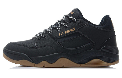 LiNing Retro 80s Cushioning, Slip Resistant, And Abrasion Resistant Low Top Vintage Basketball Shoes Men's Black Brown
