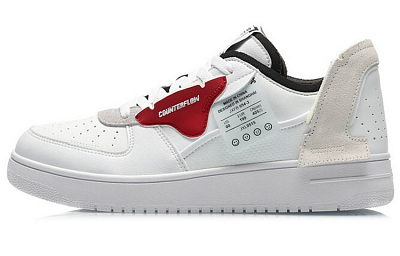 LiNing CF Deconstruction Anti Slip Wear Resistant Low Top Skateboard Shoes Men's White Black Red