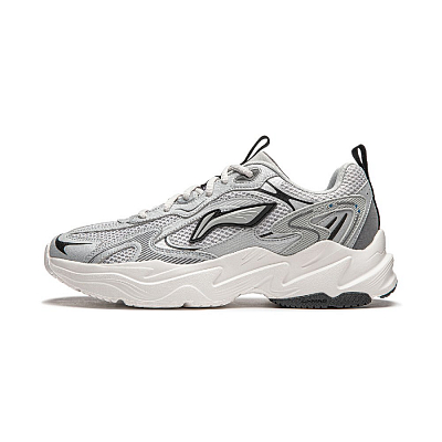 LiNing Cushioning, Slip Resistant, Abrasion Resistant Support Low Top Chunky Sneakers Men's Silver Gray
