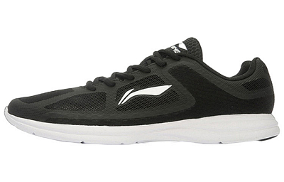 LiNing Anti-Slip Wear-Resistant Low-Top Running Shoes Men's Black White