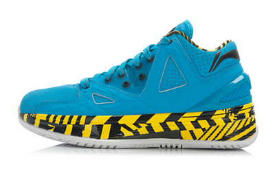 LiNing WOW 2 Cushioning Breathable Wear-Resistant Mid-Top Basketball Shoes Men's Black Yellow Blue