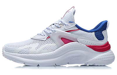 LiNing Liuyun Rebound Cushioning Lightweight Wear-Resistant Slip-Resistant Low-Top Running Shoes Women's White Blue Red