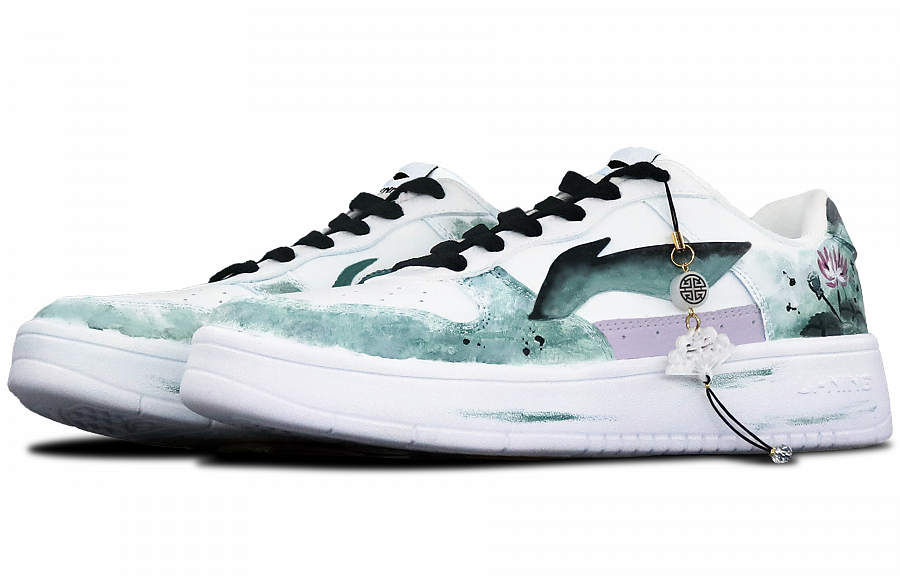 LiNing Pontoon Boats Cushioning, Abrasion Resistant, Height Increasing Low top Skateboard Shoes Men's White Green купить в интернет-магазине Yoocart с быстрой доставкой по России.