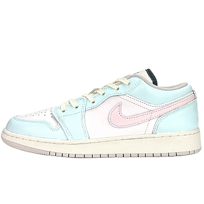 Jordan Air Jordan 1 Green Grape Cherry Cushioning, Wear Resistant Low Top Vintage Basketball Shoes Unisex Light Blue