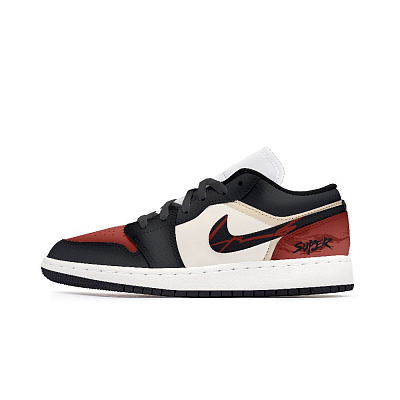 Jordan Air Jordan 1 Cushioning, Wear Resistant Low Top Vintage Basketball Shoes Unisex Red Black