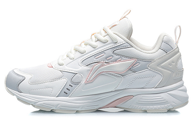 LiNing Running Collection Slip-Resistant Cushioning Wear-Resistant Breathable Low-Top Running Shoes Women's White Gray