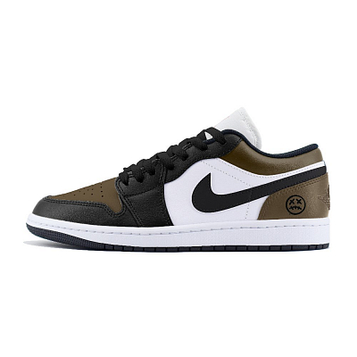 Jordan Air Jordan 1 Abrasion Resistant Low Top Vintage Basketball Shoes Unisex Black White Brown