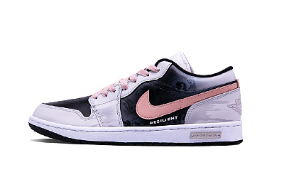 Jordan Air Jordan 1 Smoke Pink Vein Abrasion Resistant Low Top Vintage Basketball Shoes Unisex Rusty Pink