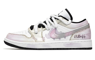 Jordan Air Jordan 1 Guava Delight Abrasion Resistant Low Top Vintage Basketball Shoes Unisex White Pink