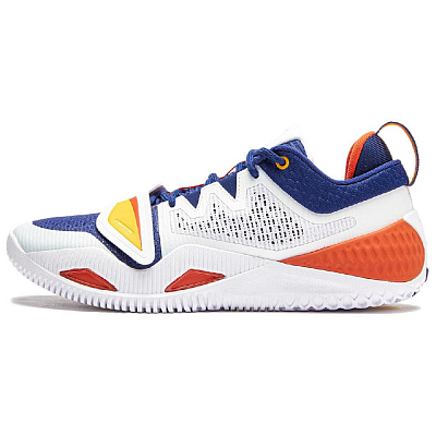 LiNing Rage 2 Cushioned Wear-Resistant Supportive Lightweight Rebound Low-Top Basketball Shoes Men's White Blue Orange
