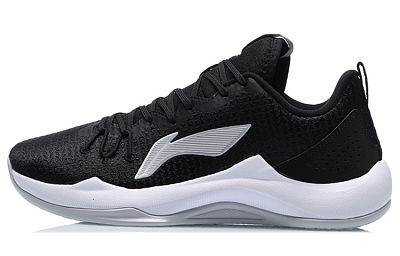 LiNing Magic Cloud Durable Breathable Low-Top Basketball Shoes Men's Black White Fleece-Lined