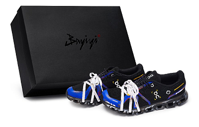 On Cloud 6 Abrasion Resistant Low Top Running Shoes Men's Black Blue Yellow