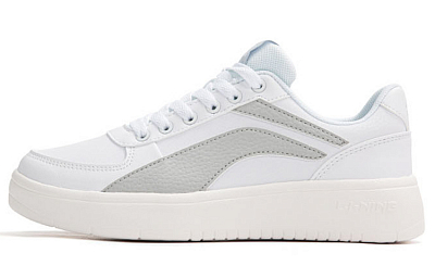 LiNing Anti-Slip Wear-Resistant Low-Top Skateboard Shoes Women's White Gray