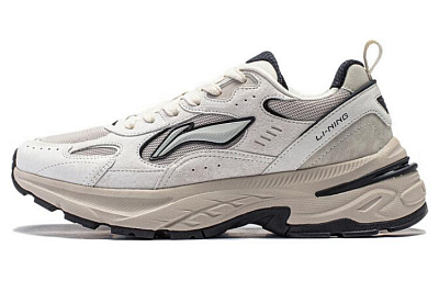 LiNing Beichen Cushioning, Slip Resistant, Abrasion Resistant Support Low Top Chunky Sneakers Men's White Gray