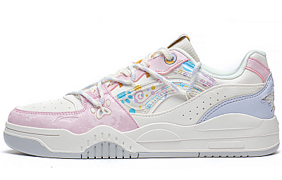 LiNing Yuebai Anti-Slip And Wear-Resistant Lightweight Low-Top Skateboard Shoes Women's White Pink
