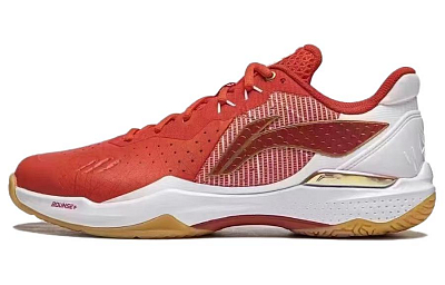 LiNing Cushioned Slip Resistant Low Top Badminton Shoes Unisex Red