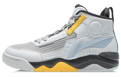 LiNing Cushioning Anti-Slip Wear-Resistant Lightweight Breathable Coverage High-Top Basketball Shoes Men's Gray