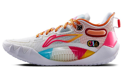 LINING JB1 Basketball Shoes Men's Low top Standard White/Fluorescent Fruit Pink