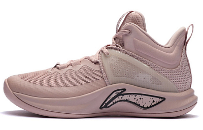 LiNing Flashing Durable Breathable Mid-Top Basketball Shoes Misty Rose Pink
