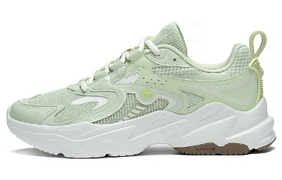 LiNing Shock Absorbers With Slip Resistant And Abrasion Resistant Properties Low Top Running Shoes Women's White Green
