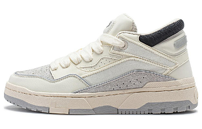 LiNing Wave MID Anti-Slip Wear-Resistant Mid-Top Casual Shoes Men's White Gray