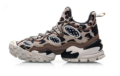 LiNing COUNTERFLOW Source MONSTER EYE Contact Lenses Mid-Top Basketball Shoes Men's Leopard Print