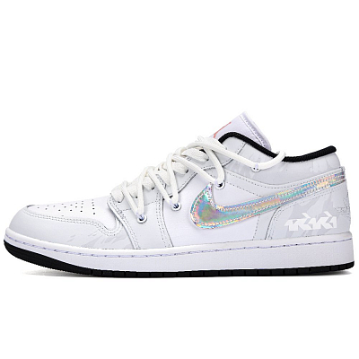 Jordan Air Jordan 1 Moonlit Cloud Gap Abrasion Resistant Low Top Vintage Basketball Shoes Men's Gray White