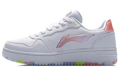 LiNing Slip-Resistant Lightweight Balance Wear-Resistant Low-Top Skateboard Shoes Women's White Purple