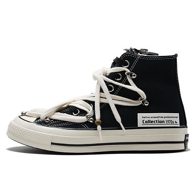 Converse 1970s Sky Heart, Vintage Distressed Abrasion Resistant High Top Canvas Shoes Unisex Black