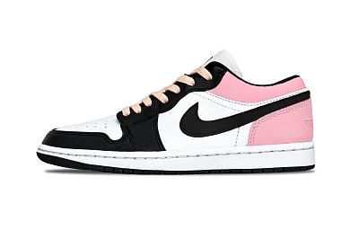 Jordan Air Jordan 1 Black Rose Fuchsia Abrasion Resistant Low Top Vintage Basketball Shoes Unisex Black Pink