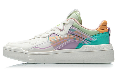 LiNing Wave Superwave LO Non-slip Lightweight Low-Top Skateboard Shoes Women's White Purple Green
