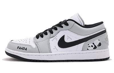 Jordan Air Jordan 1 Abrasion Resistant Low Top Vintage Basketball Shoes Unisex Gray White