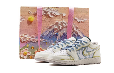 Jordan Air Jordan 1 Cushioning, Wear Resistant Low Top Vintage Basketball Shoes Unisex Diamond Heather White