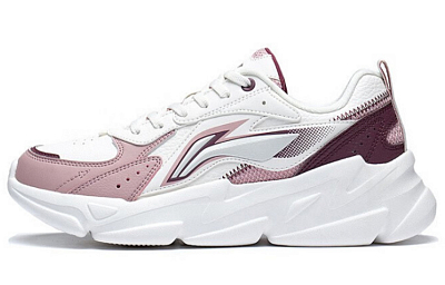LiNing Low-Top Sports Casual Shoes Women's White Rose Red