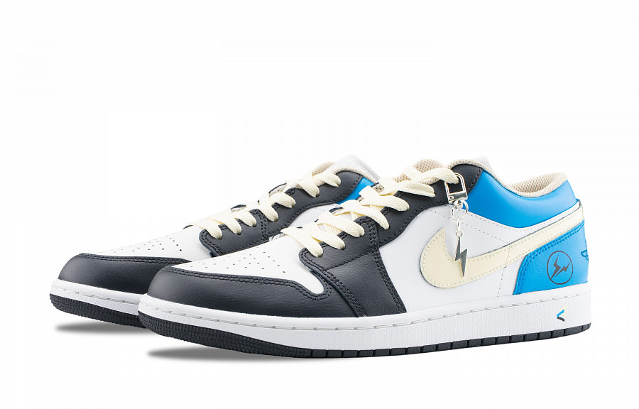 Jordan Air Jordan 1 Lightning 2.0 Abrasion Resistant Low Top Vintage Basketball Shoes Unisex White Blue Black купить в интернет-магазине Yoocart с быстрой доставкой по России.