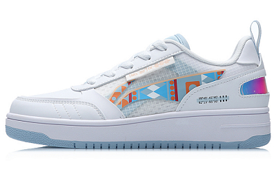 LiNing NO.258 Waterproof And Wear-resistant Low-Top Skateboard Shoes Women's White Blue