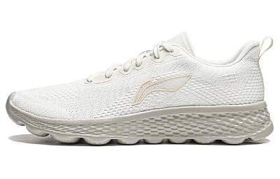 LiNing Cloud Motion Cushioned Slip Resistant Breathable Reflective Low Top Casual Running Shoes Men's Ecru