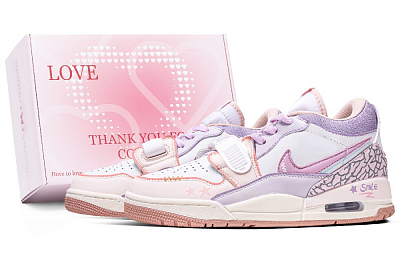Jordan Legacy 312 Purple Bunny Box Abrasion Resistant Low Top Vintage Basketball Shoes Women's Pink Purple