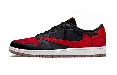 Travis Scott x Jordan Air Jordan 1 Abrasion Resistant Low Top Vintage Basketball Shoes Unisex Black Red