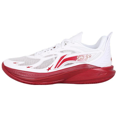 LiNing SONIC 12 PE Version Cushioning Wear-Resistant Low-Top Basketball Shoes Men's White Red