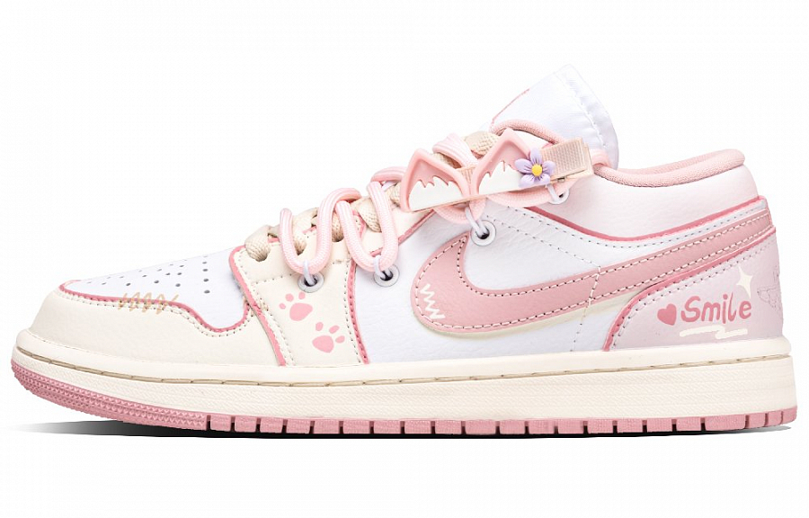 Jordan Air Jordan 1 Cream Puff Cat Abrasion Resistant Low Top Vintage Basketball Shoes Women's Beige Pink купить в интернет-магазине Yoocart с быстрой доставкой по России.