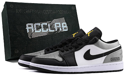 Jordan 1 Abrasion Resistant Low Top Vintage Basketball Shoes Unisex Black Gray