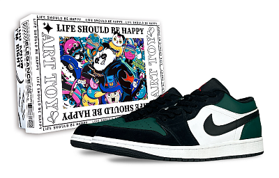 Jordan Air Jordan 1 Reverse Black Green Abrasion Resistant Low Top Vintage Basketball Shoes Unisex Green