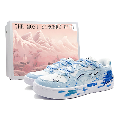 LiNing Pontoon Boats Anti-Slip And Wear-Resistant Breathable Low-Top Skateboard Shoes Unisex Blue