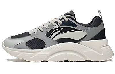 LiNing Shock Absorbing, Non Slip, Wear Resistant, Breathable And Lightweight Low Top Running Shoes Men's Black Gray